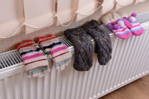 mittens on radiator